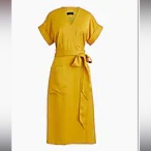 Jcrew rich gold short-sleeve wrap dress. Medium.